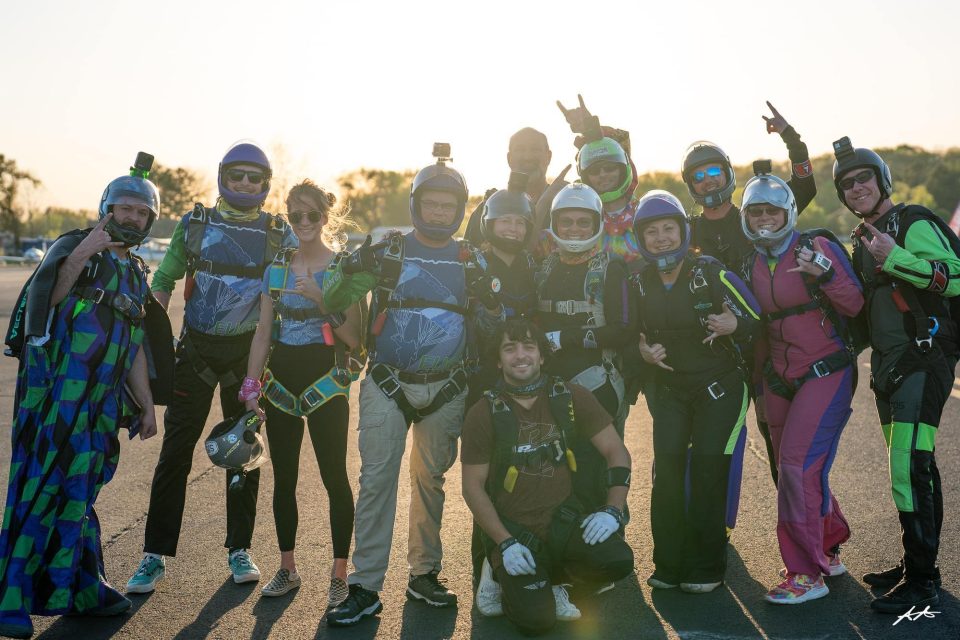 Author Cecilia Malise with other skydivers