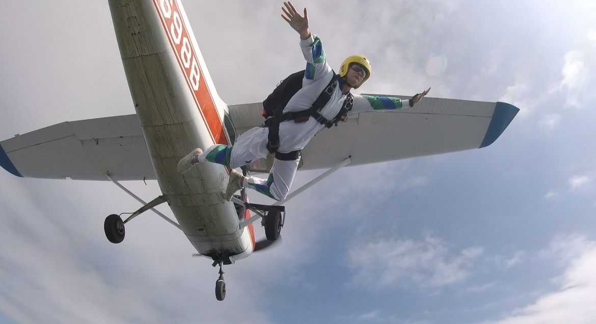 Author Cecilia Malise Jumping From Perfectly Good Airplane In Skydive