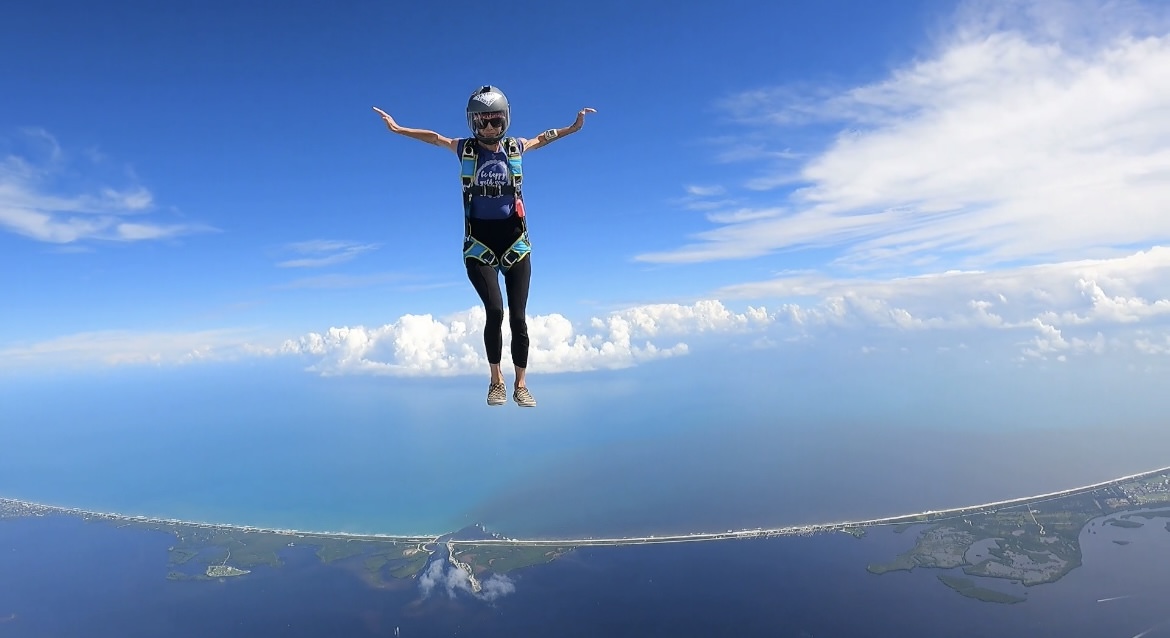 Author Cecilia Malise Mid-Skydive